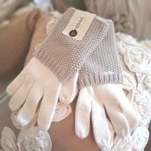Fossil Knit Casey Style Angora Plus Gloves Whisper White Color